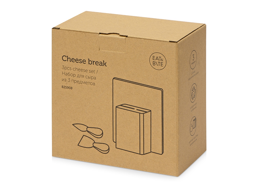 картинка Набор для сыра Cheese Break: 2  ножа керамических на  деревянной подставке, керамическая доска от интернет-магазина сувениров и бизнес-подарков Gifts-Moskva.RU г. Москва