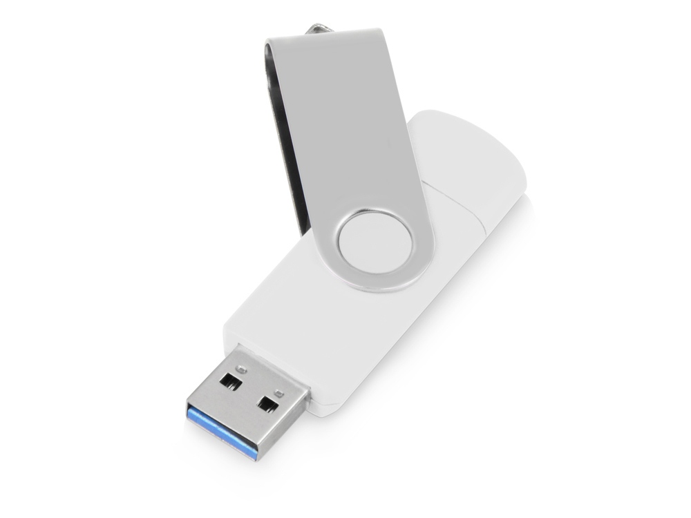 картинка USB3.0/USB Type-C флешка на 16 Гб Квебек C, белый от интернет-магазина сувениров и бизнес-подарков Gifts-Moskva.RU г. Москва