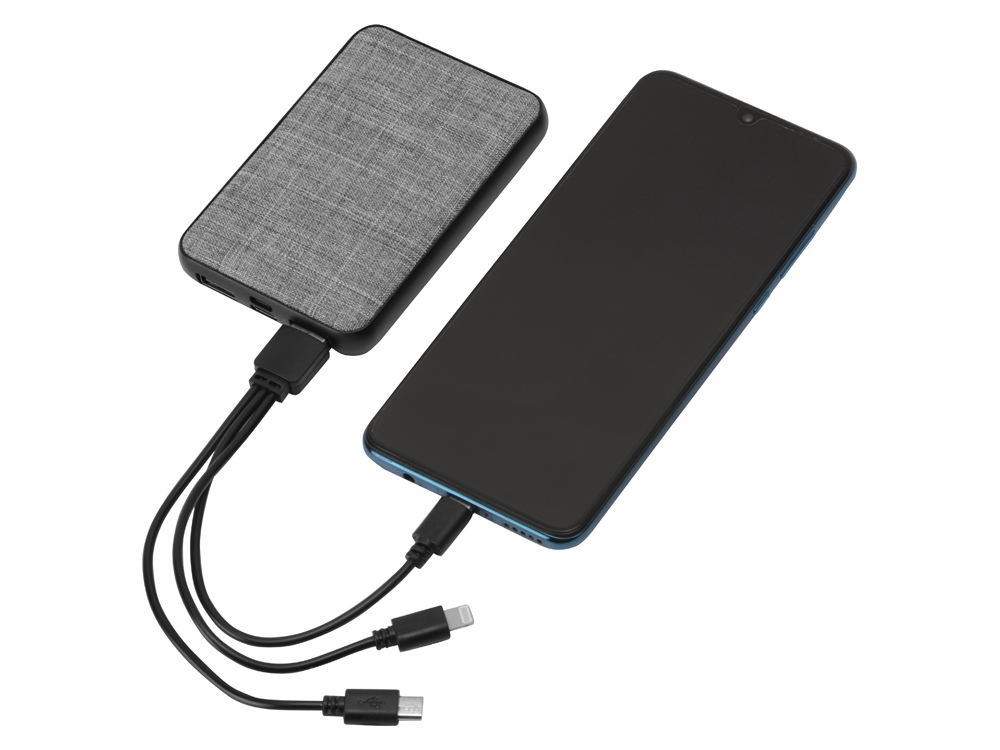 картинка Портативное зарядное устройство из rPET Reborn, 5000 mAh, серый от интернет-магазина сувениров и бизнес-подарков Gifts-Moskva.RU г. Москва