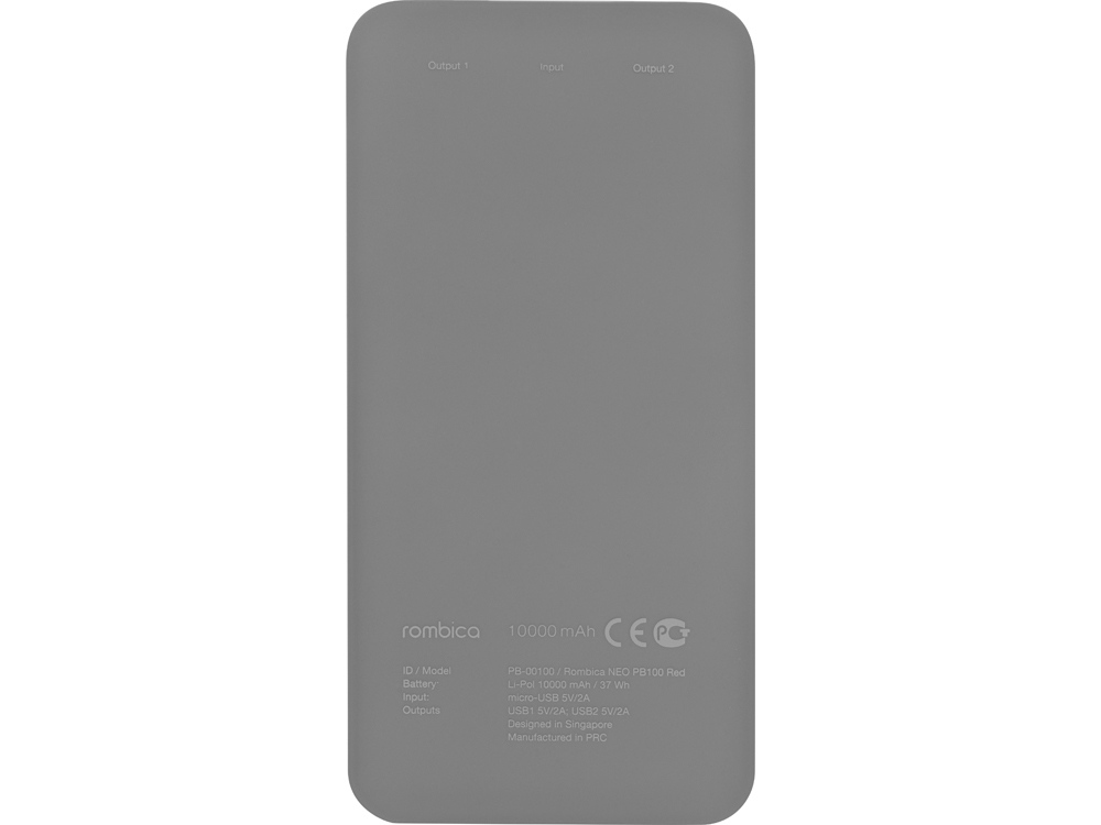картинка Внешний аккумулятор Rombica NEO PB100 Gray, серый от интернет-магазина сувениров и бизнес-подарков Gifts-Moskva.RU г. Москва