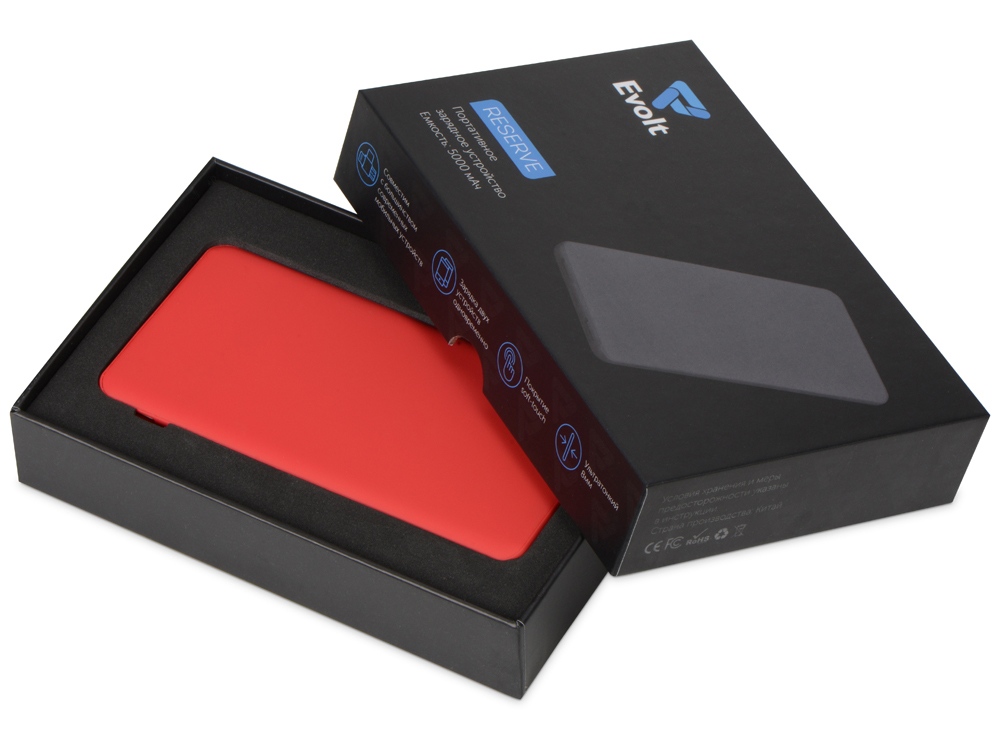 картинка Портативное зарядное устройство Reserve с USB Type-C, 5000 mAh, красный от интернет-магазина сувениров и бизнес-подарков Gifts-Moskva.RU г. Москва